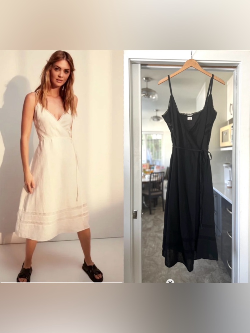 NWOTS Wilfred Legere La boheme linen wrap dress mid Sz L  Black